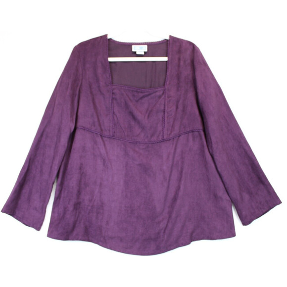 Baby & Me Maternity Faux Suede Peplum Blouse Women Large Soft Long Sleeve Purple - Picture 1 of 8